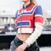 Candice Swanepoel Cropped Real Leather Jacket