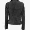 Cathy Women's Grey Suede Leather Moto Jacket Back
