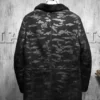 Charles Black Camo Lapel Collar Shearling Fur Suede Leather Coat