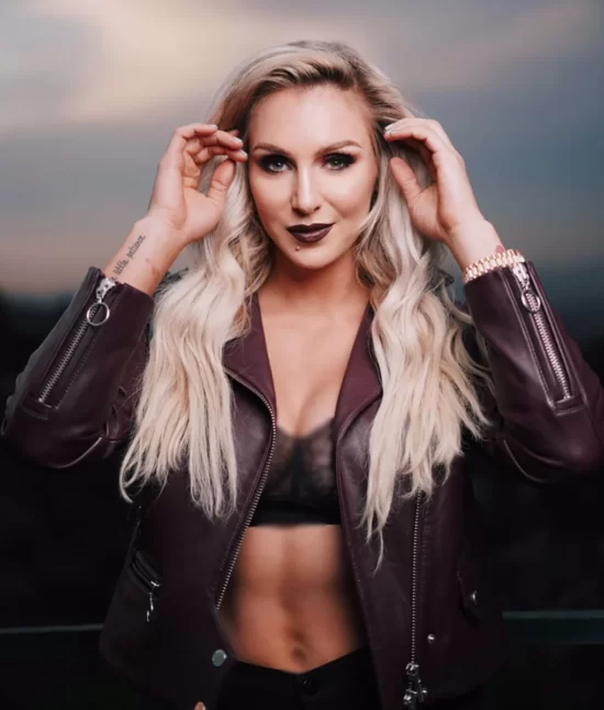 Charlotte Flair Brown Biker Genuine Leather Jacket – WWE