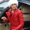 Cheryl Cole Red top Leather Jacket