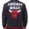 Chicago Bulls Black Vintage Varsity Leather Jacket Back