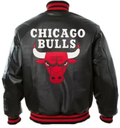 Chicago Bulls Letterman Basket Ball Varsity Black Jacket Back