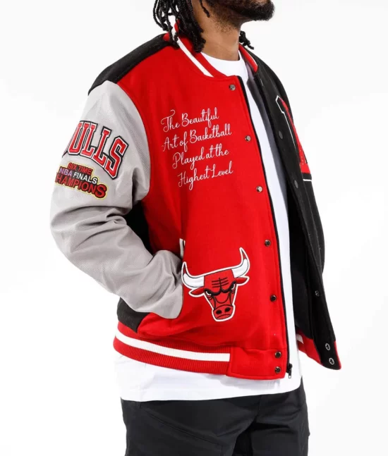 Chicago Champions Red Varsity Top Leather Jacket