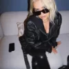 Christina Aguilera Black Biker Leather Jacket