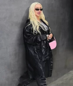 Christina Aguilera Leather Coat
