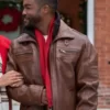 Christmas With A Kiss 2023 Jaime M Callica Brown Leather Jacket