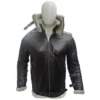 Christopher Large Fur Belted Collar Best Black Leather Jacket