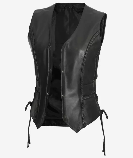 Cindy Women's Black Western Best Leather Vest