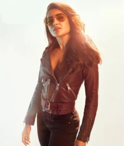 Citadel Samantha Ruth Prabhu Maroon Leather Jacket
