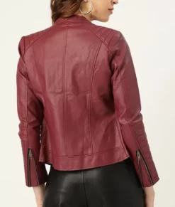 Claire Redfield Maroon Biker Real Leather Jacket