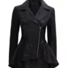 Clarissa Womens Black Peplum Full Genuine Leather Jacket