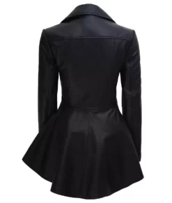 Clarissa Womens Black Peplum Leather Jacket Back