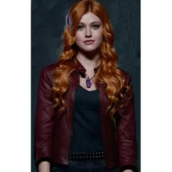 Clary Fray Shadowhunters Maroon Leather Jacket