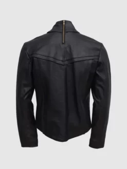 Classic Black Motorcycle Jacket Back