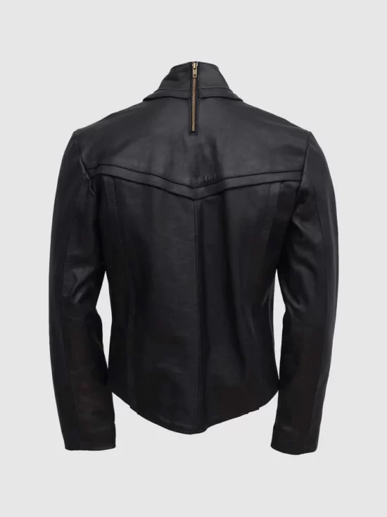 Classic Black Motorcycle Jacket Back