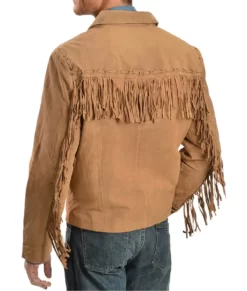Clayton Men’s Brown Fringe Western Cowboy Classic Top Leather Jacket