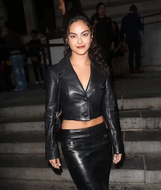 Coach Spring 2024 Camila Mendes Black Crop Leather Jacket