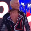 Cody Rhodes Military Long Ring Faux Leather Coat in Red