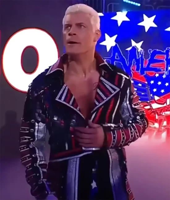 Cody Rhodes Military Long Ring Genuine Leather Coat in Red