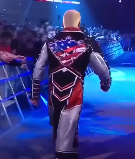 Cody Rhodes Military Long Ring Real Leather Coat in Red