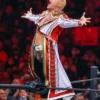 Cody Rhodes Military Style Long Ring Coat in Leather Red