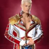 Cody Rhodes Military Style Long Ring Coat in Red