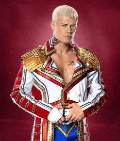 Cody Rhodes Military Style Long Ring Coat in Red