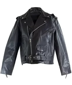 Collin Black Biker Real Leather Jacket