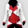 Connor Kenway Assassins Creed White And Red Hoodie Coat