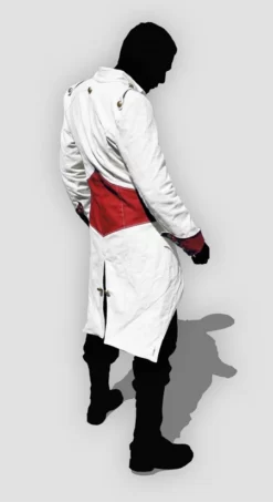 Connor Kenway Assassins Creed White And Red Hoodie Real Leather Coat