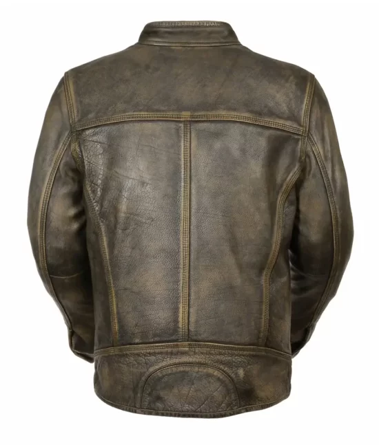 Distressed Vintage Real Leather Cafe Racer Jacket