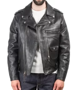 D-Pocket Asymmetrical Real Leather Jacket