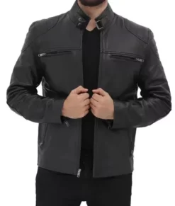Daniel Black Biker Real Leather Jacket