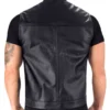 Dapper Black Biker Real Leather Vest Back