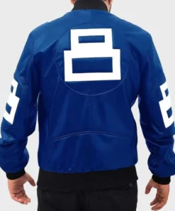 David Puddy Seinfeld 8 Ball Blue Bomber Leather Jacket