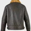 Davis Brown Shearling Collar Leather Jacket
