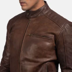 Dean Brown Leather Biker Jacket Side