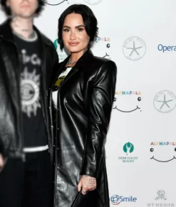 Demi Lovato Top Leather Coat