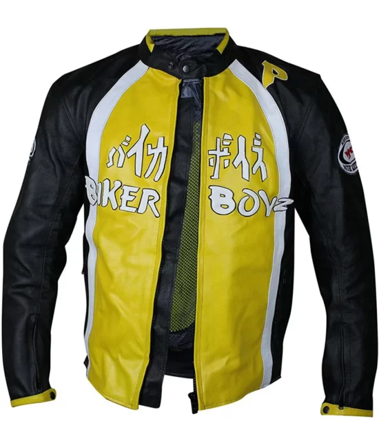 Derek Luke aka Biker Boyz Kid Yellow Motorcycle Genuine Leather Jacket