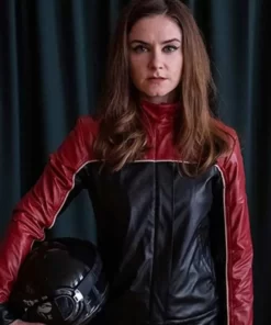 Derry Girls Ms De Brún Black and Red Leather Jacket