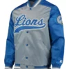 Detroit II Grey and Blue Tradition Team Bomber Real Leather Jacket