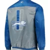 Detroit II Grey and Blue Tradition Team Bomber Top Leather Jacket