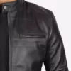 Dodge Mens Black Cafe Racer Real Leather Jacket