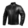 Dominic Men’s Black Classic Rider Leather Cafe Racer Jacket