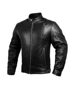 Dominic Men’s Black Classic Rider Leather Cafe Racer Jacket