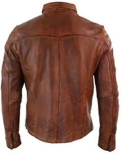 Dominic Men’s Brown Vintage Western Waxed Top Leather Trucker Jacket