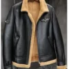 Donald-SF Shearling Best Black RAF Bomber Leather Jacket