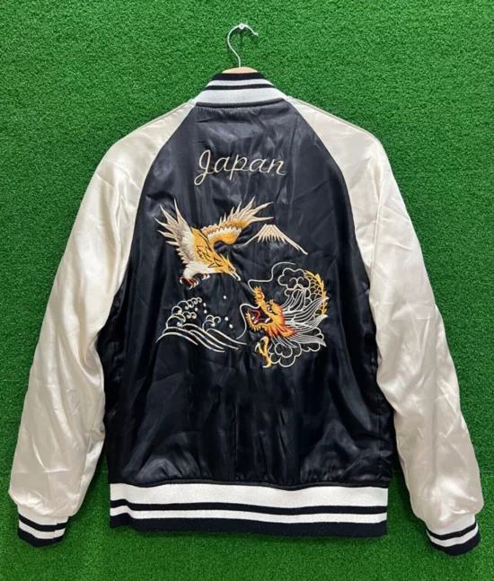 Dragon Embroidery Genuine Black Bomber Jacket