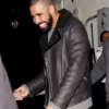 Drake Black Shearling Aviator Top Leather Jacket